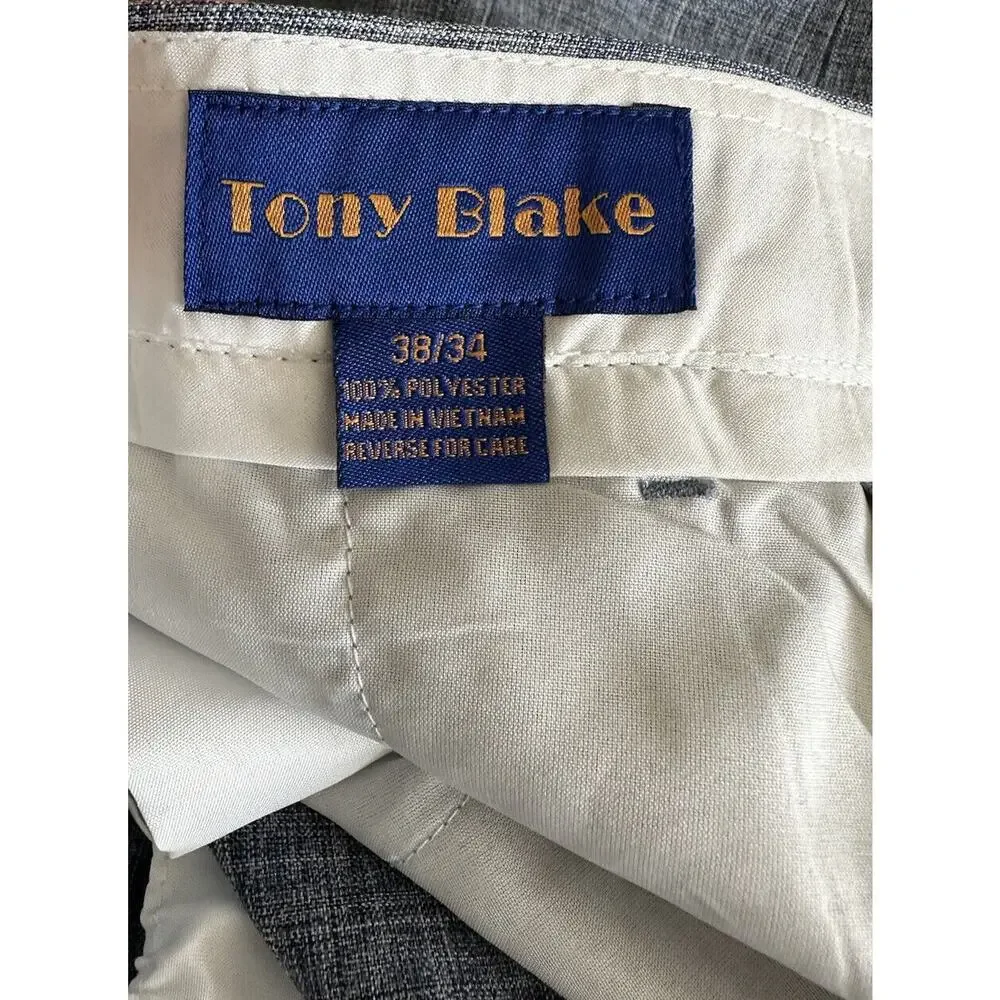 Tony Blake Men's Blue Marled Cuffed Dress Trousers 38/34 NWT